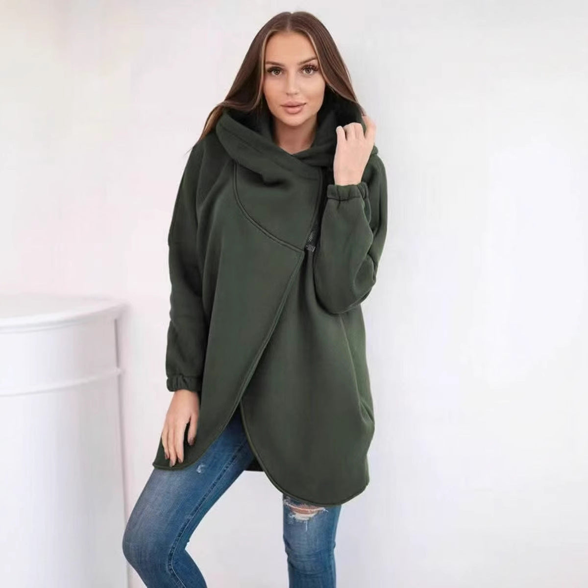 Women's Plus Size Solid Color Overcoat