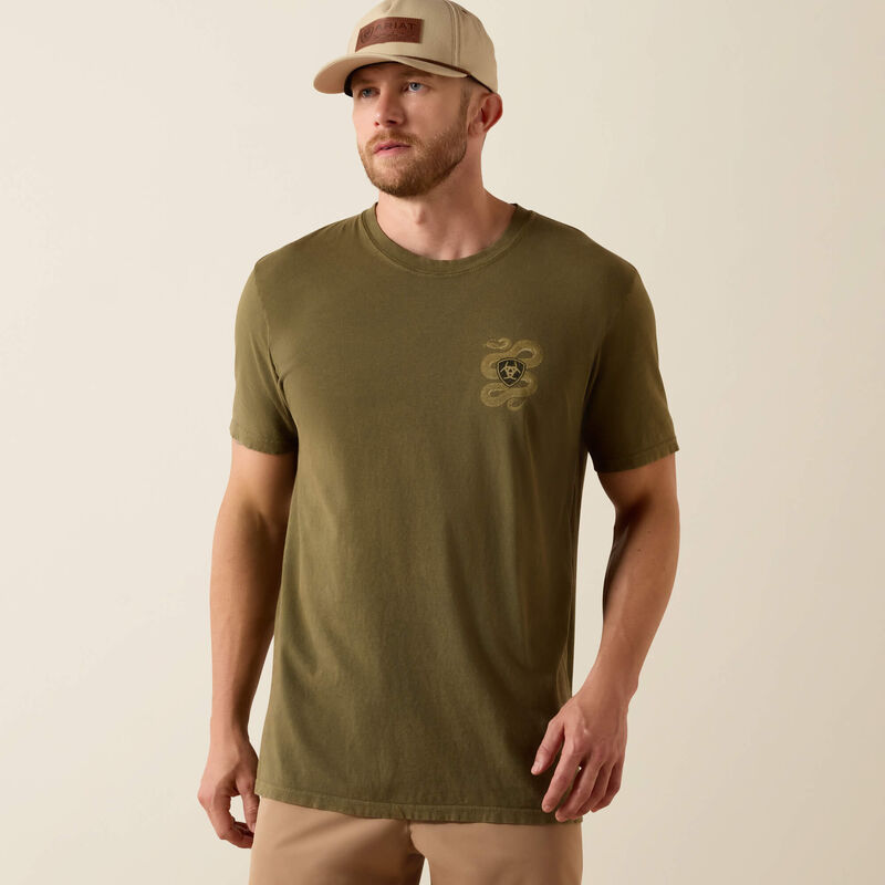 Camiseta de Serpiente Verde Oliva para Hombre de Ariat