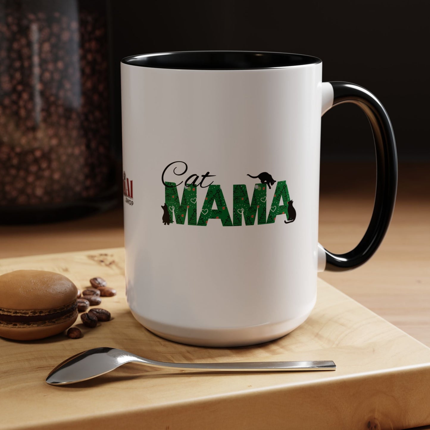 Christmas Cat Mama Accent Coffee Mug - 11oz & 15oz