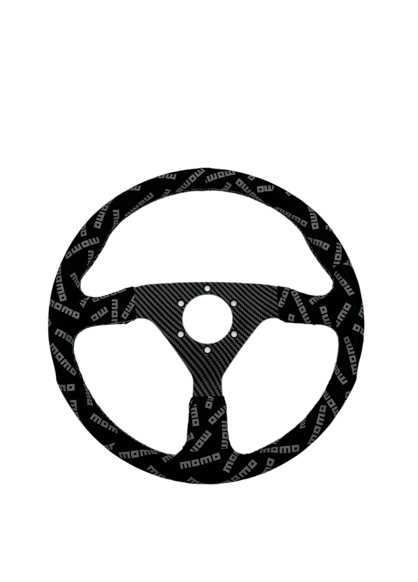 Momo Track Style Black Suede Racing Steering Wheel with Carbon Center - Korvel