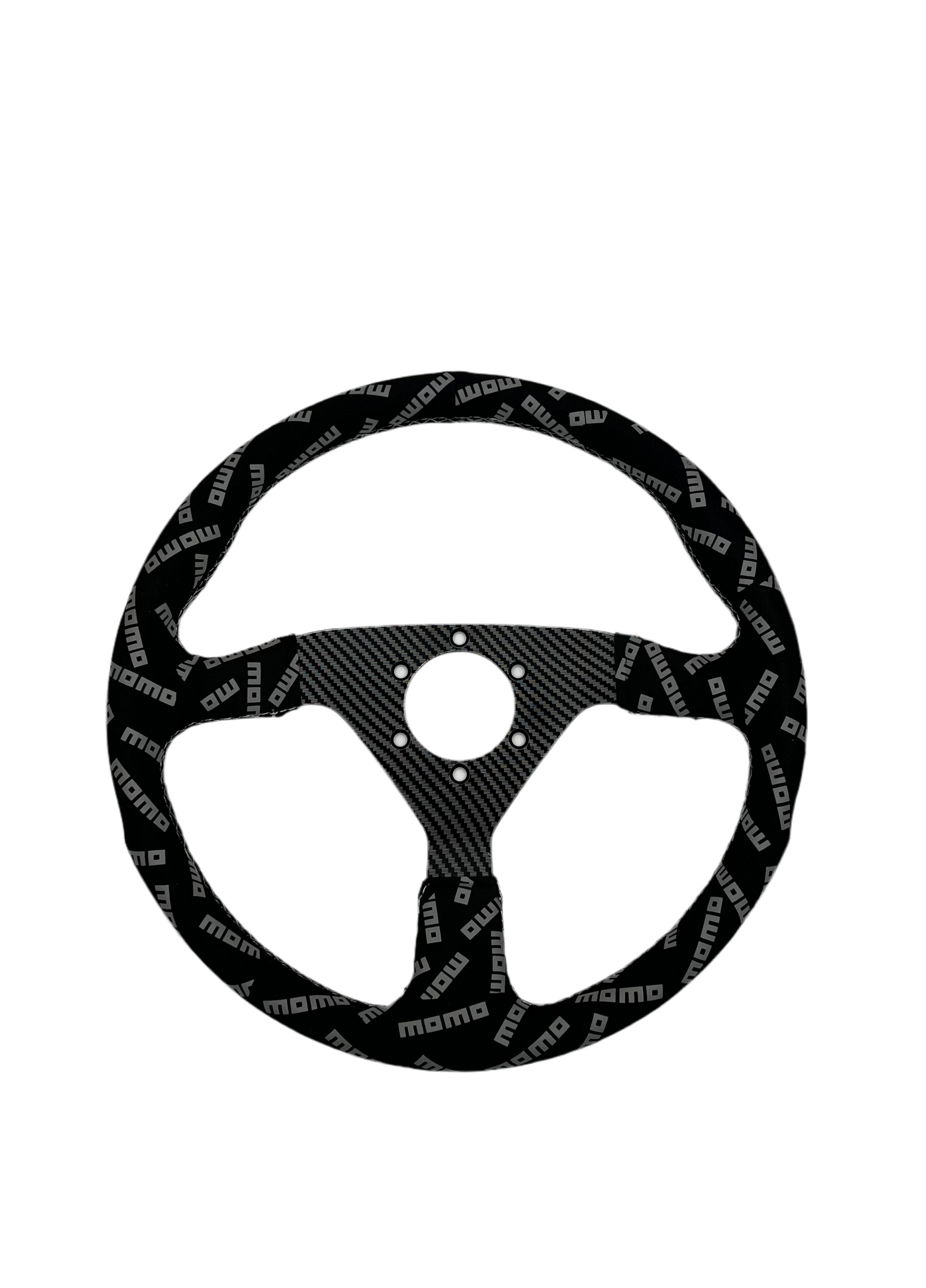 Momo Track Style Black Suede Racing Steering Wheel with Carbon Center - Korvel