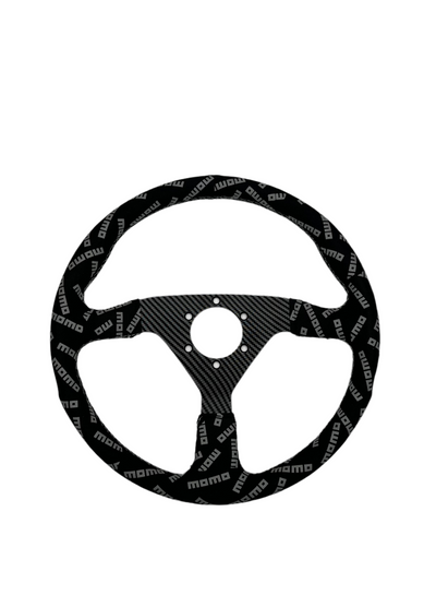 Momo Track Style Black Suede Racing Steering Wheel with Carbon Center - Korvel