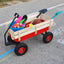 Outdoor Wagon All Terrain Pulling w/Wood Railing Air Tires Children Kid Garden（Red） - Korvel
