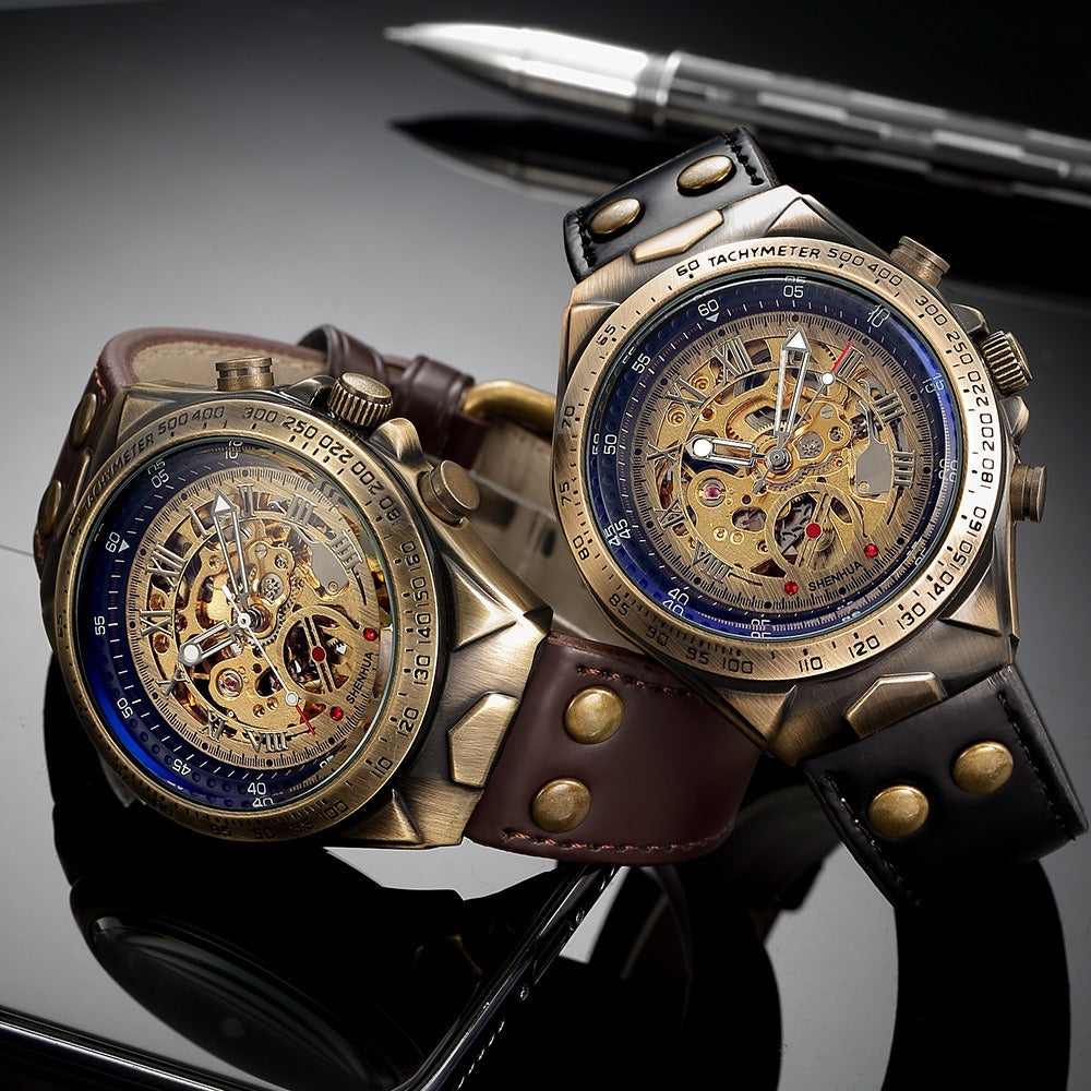 SHENHUA Men's Fashion Hollow out Watch Antique Fully Automatic Mechanical Watch - Korvel