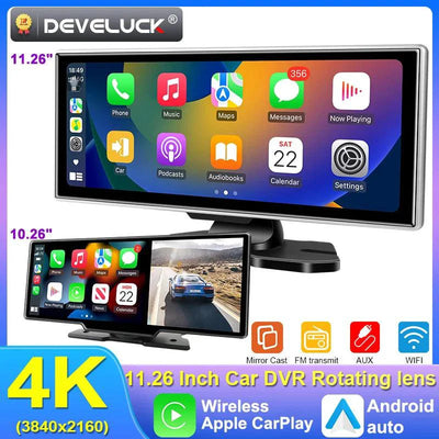 Caméra de tableau de bord 4K 10/11,26 pouces avec double objectif et navigation GPS