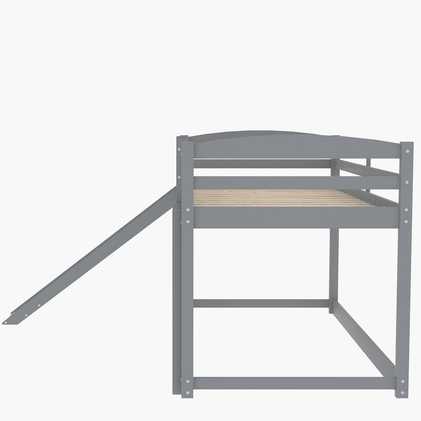 Twin over Twin Bunk Bed with Convertible Slide and Ladder Gray - Korvel
