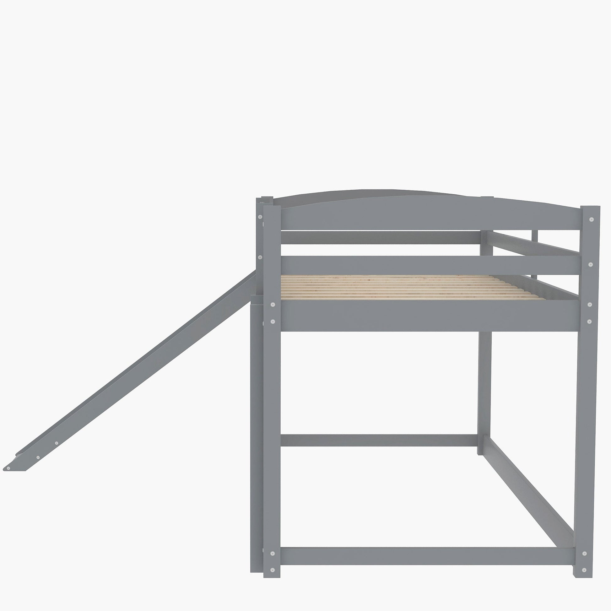 Twin over Twin Bunk Bed with Convertible Slide and Ladder Gray - Korvel