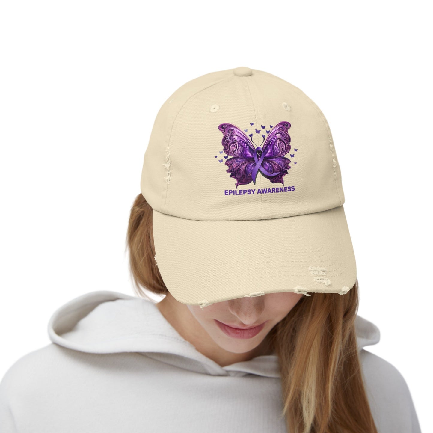 Epilepsy Butterfly Unisex Distressed Cap