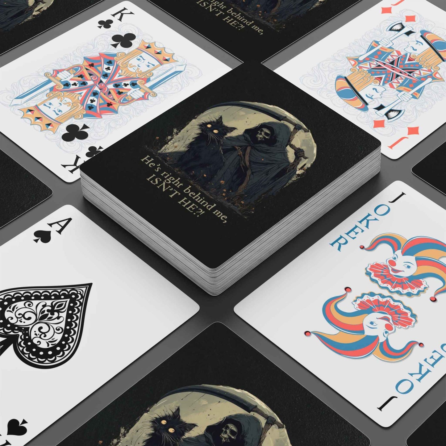 He’s Right Behind Me, Isn’t He? Black Cat Poker Playing Cards