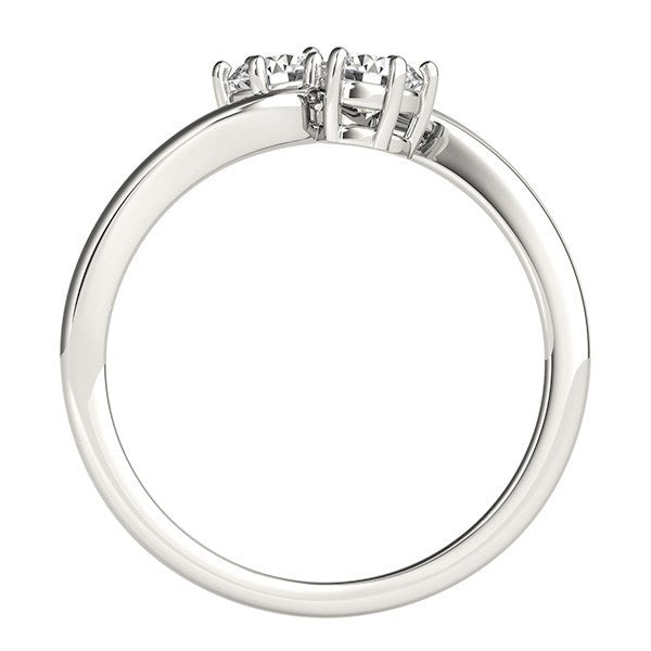 Bague en diamant à deux pierres élégante en or blanc 14 carats