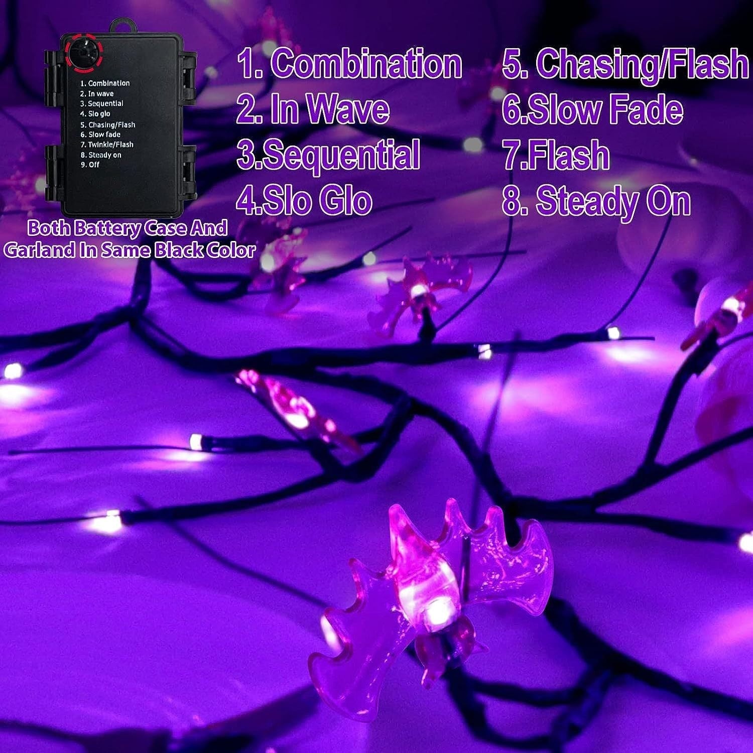 Outdoor Waterproof LED Halloween Decorative Light Rattan Spider Bat Tree Branch Light Party Atmosphere Ghost Festival Chopsticks - Korvel