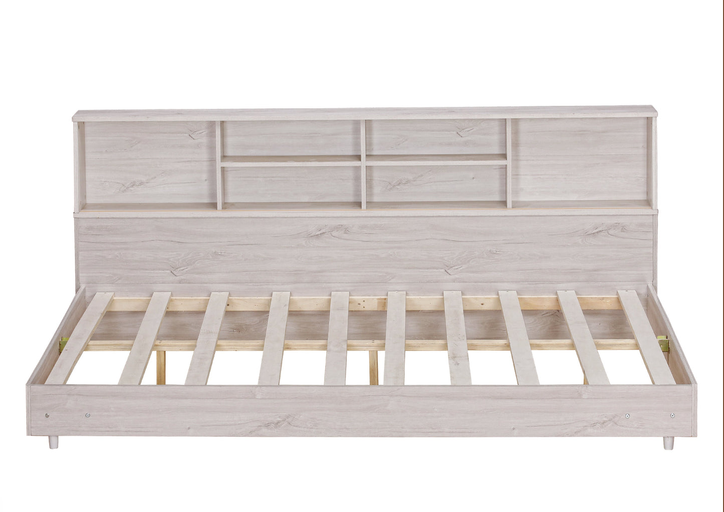 Full Size Daybed Frame with Storage Bookcases - White Oak