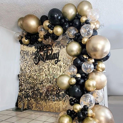 101-Piece Gold and Black Balloon Garland Kit for Celebrations
