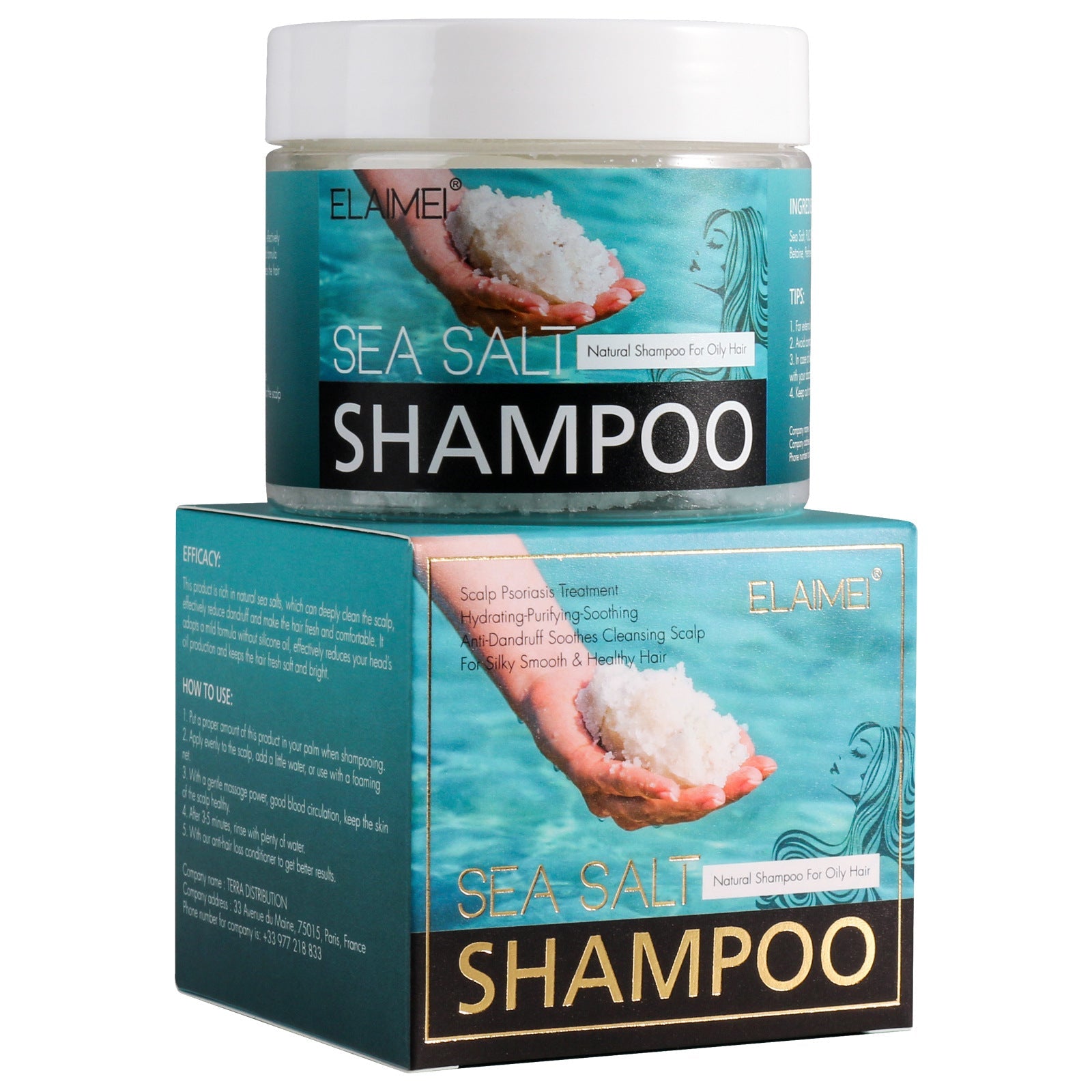 ELAIMEI Sea Salt Shampoo To Scalp Deep Cleansing Moisturizing Anti-dandruff Oil Control Hair Balm - Korvel