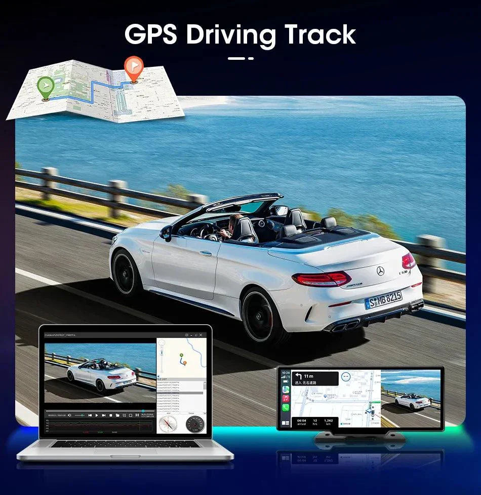 Caméra de tableau de bord miroir 4K 10,26'' avec Carplay et Android Auto