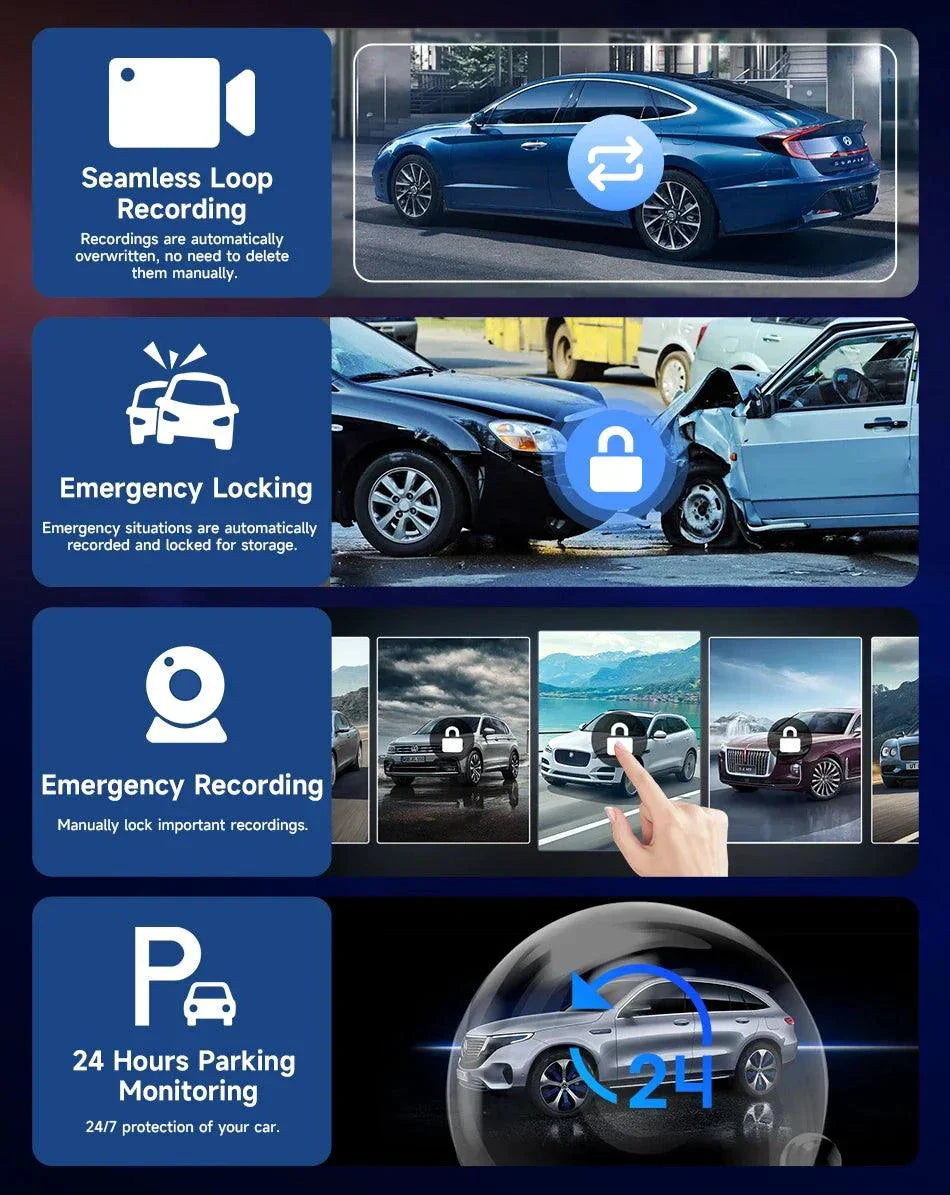 Caméra de tableau de bord miroir 4K 10,26'' avec Carplay et Android Auto
