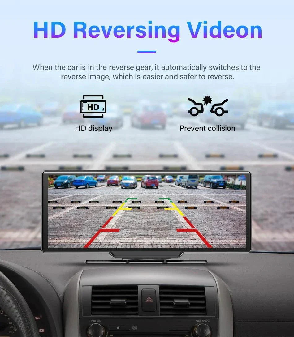Caméra de tableau de bord miroir 4K 10,26'' avec Carplay et Android Auto