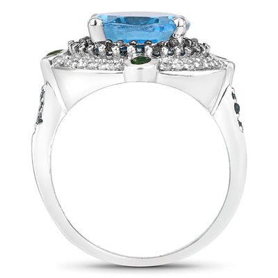 5.84 Carat Genuine Multi-Stone .925 Sterling Silver Engagement Ring