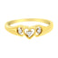 Bague en diamant triple cœur en or jaune 10KT - Taille 7