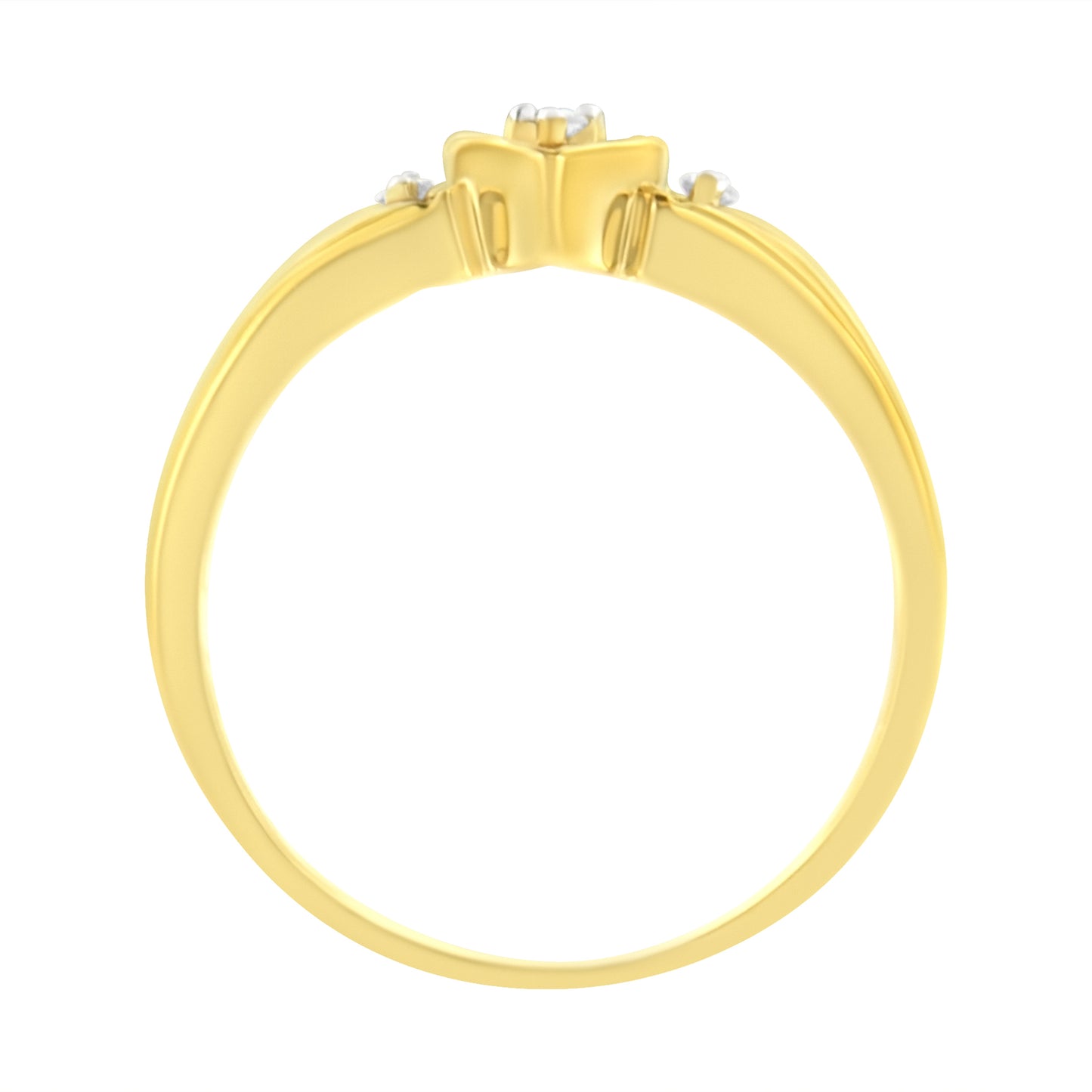 Bague en diamant triple cœur en or jaune 10KT - Taille 7