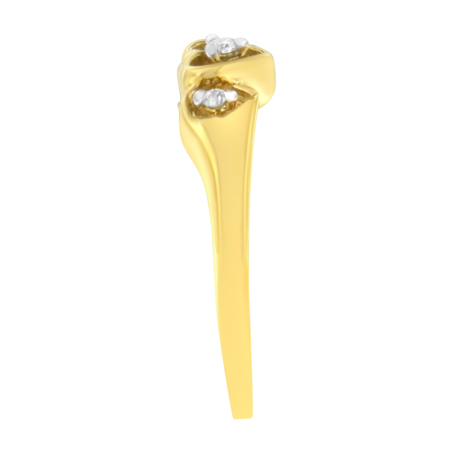 Bague en diamant triple cœur en or jaune 10KT - Taille 7