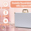 Portable makeup case, travel makeup bag with LED mirror, locked makeup storage box, brush holder, divider, rechargeable, white - Korvel