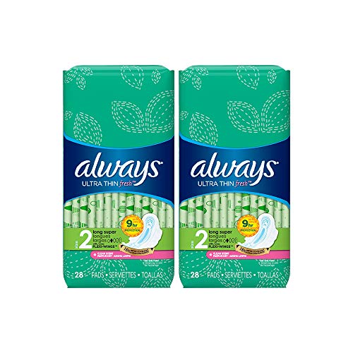 Always Ultra Thin Pads Size 2 Super Long Absorbency Scented with Wings