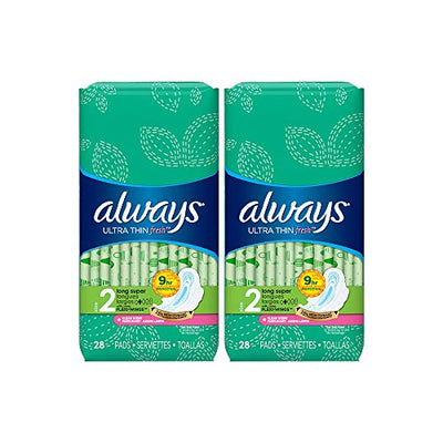 Always Ultra Thin Pads Size 2 Super Long Absorbency Scented with Wings
