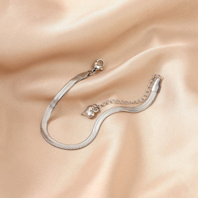 Elegant Blade Chain Bracelet with Heart Pendant for Women