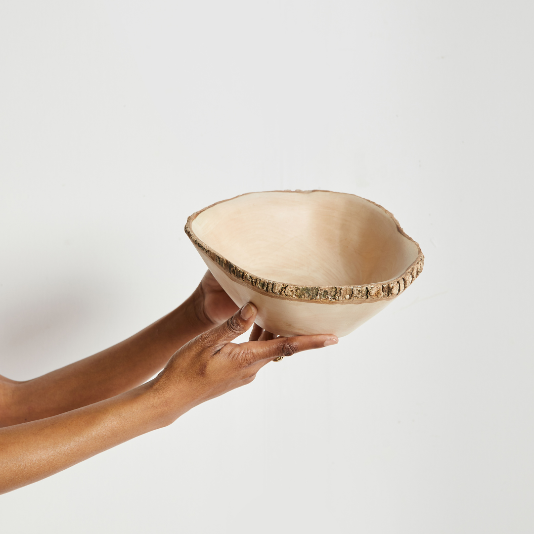 Jacaranda Hand-Carved Wood Trinket Bowl