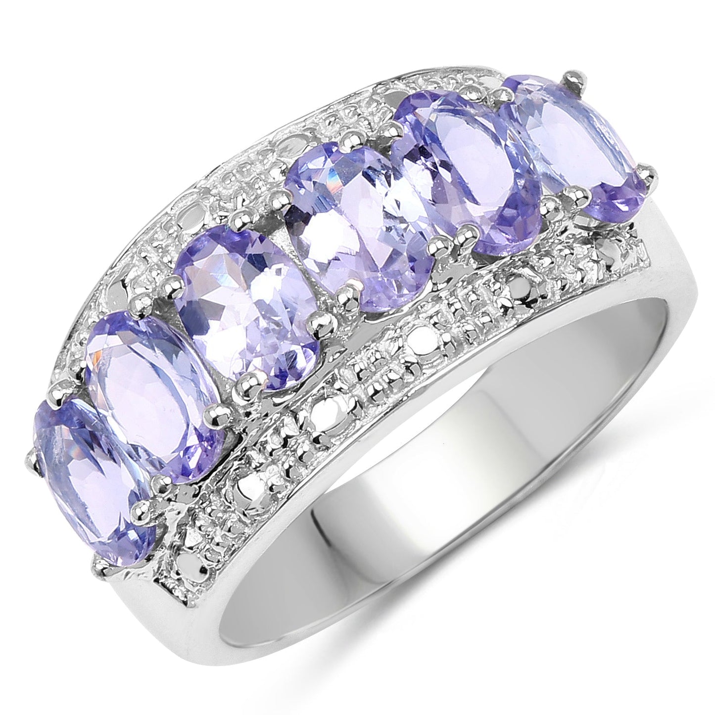 2.64 Carat Genuine Tanzanite Sterling Silver Engagement Ring