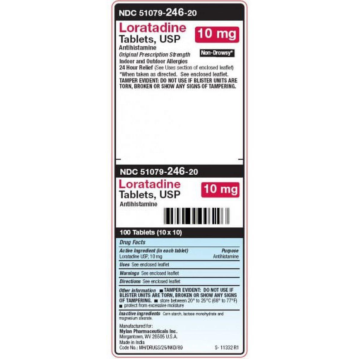 Tabletas de Loratadina Mylan 10 Mg - Alivio de Alergias