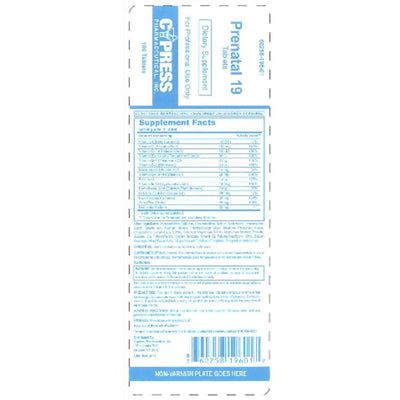 Cypress Pharmaceutical Prenatal Multivitamin 19 Capsules