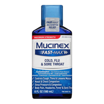 Mucinex Fast Max Force Maximum de Soulagement Liquide pour Rhume et Mal de Gorge - 6oz