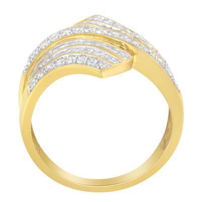 10K Yellow Gold Diamond Bypass Ring - Size 5