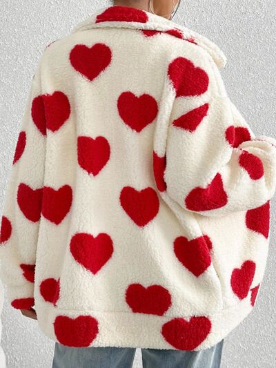 Veste en fourrure à zip cœur et épaules tombantes
