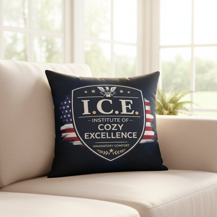 I.C.E. Institute of Cozy Excellence Throw Pillow