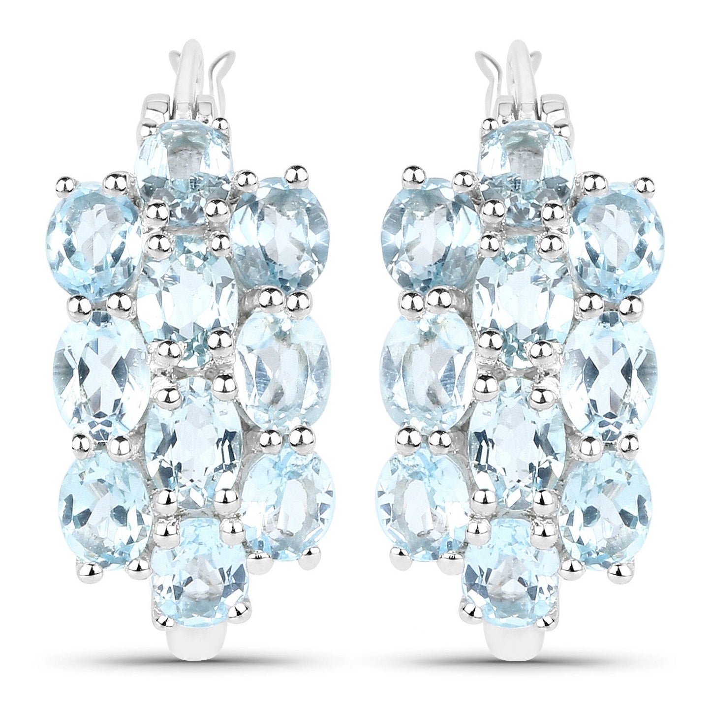 9.88 Carat Genuine Blue Topaz Sterling Silver Jewelry Set