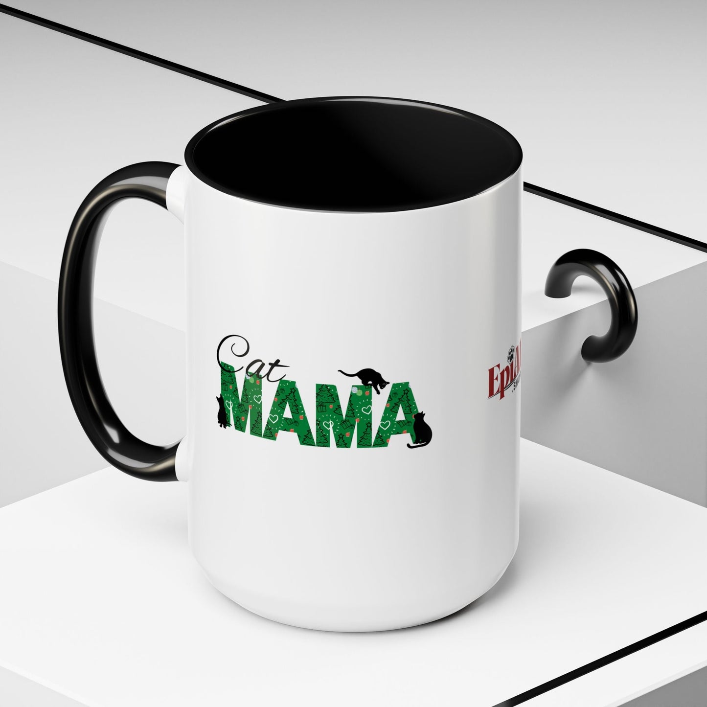 Christmas Cat Mama Accent Coffee Mug - 11oz & 15oz