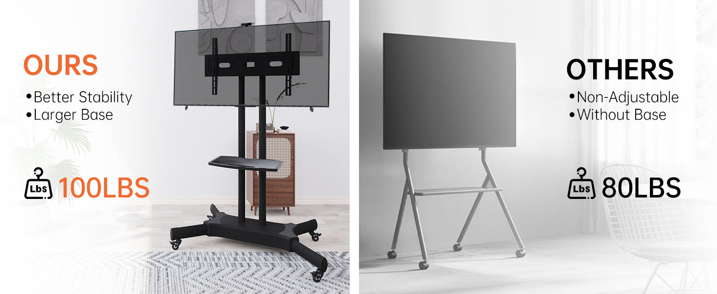 FANCO Universal Rotating TV Stand, suitable for 32-80 inch TVs, with adjustable tilt height and maximum VESA 600x400mm (black) - Korvel