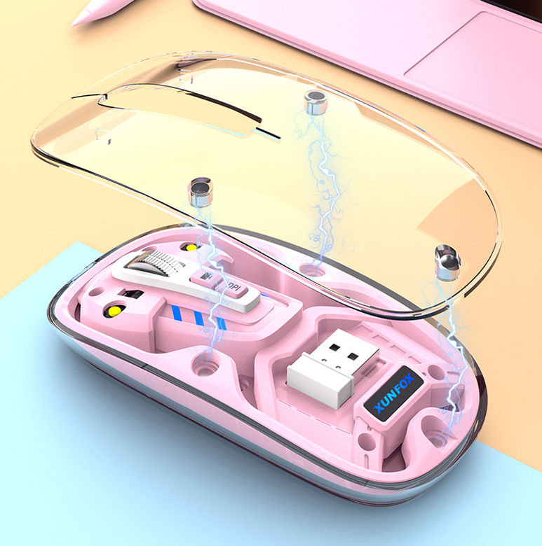 Ratón Transparente Inalámbrico Bluetooth - Doble Modo para Escritorio y Portátil