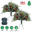 2Pcs Lighted Christmas Tree Urn Filler with Pine Cones & Berries