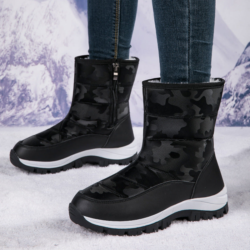 Botas de Nieve de Invierno Premium para Mujeres - Diseño de Tobillo Alto con Plumas