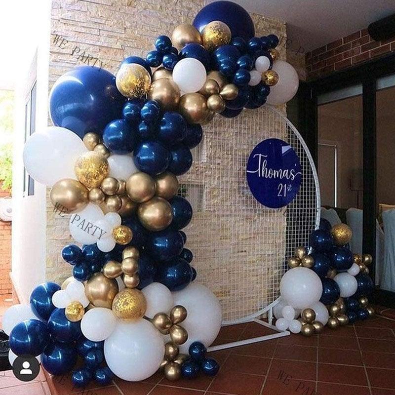 Kit de guirlande de ballons bleu marine et or de 104 pièces