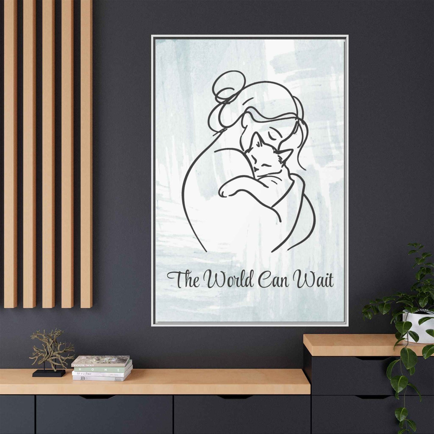 L'impression sur toile Chat Le Monde Peut Attendre
