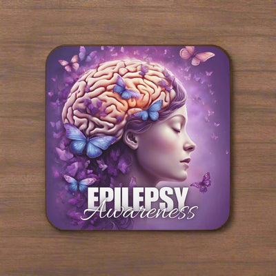 Beautiful Brain Epilepsy Awareness Hardboard Coaster