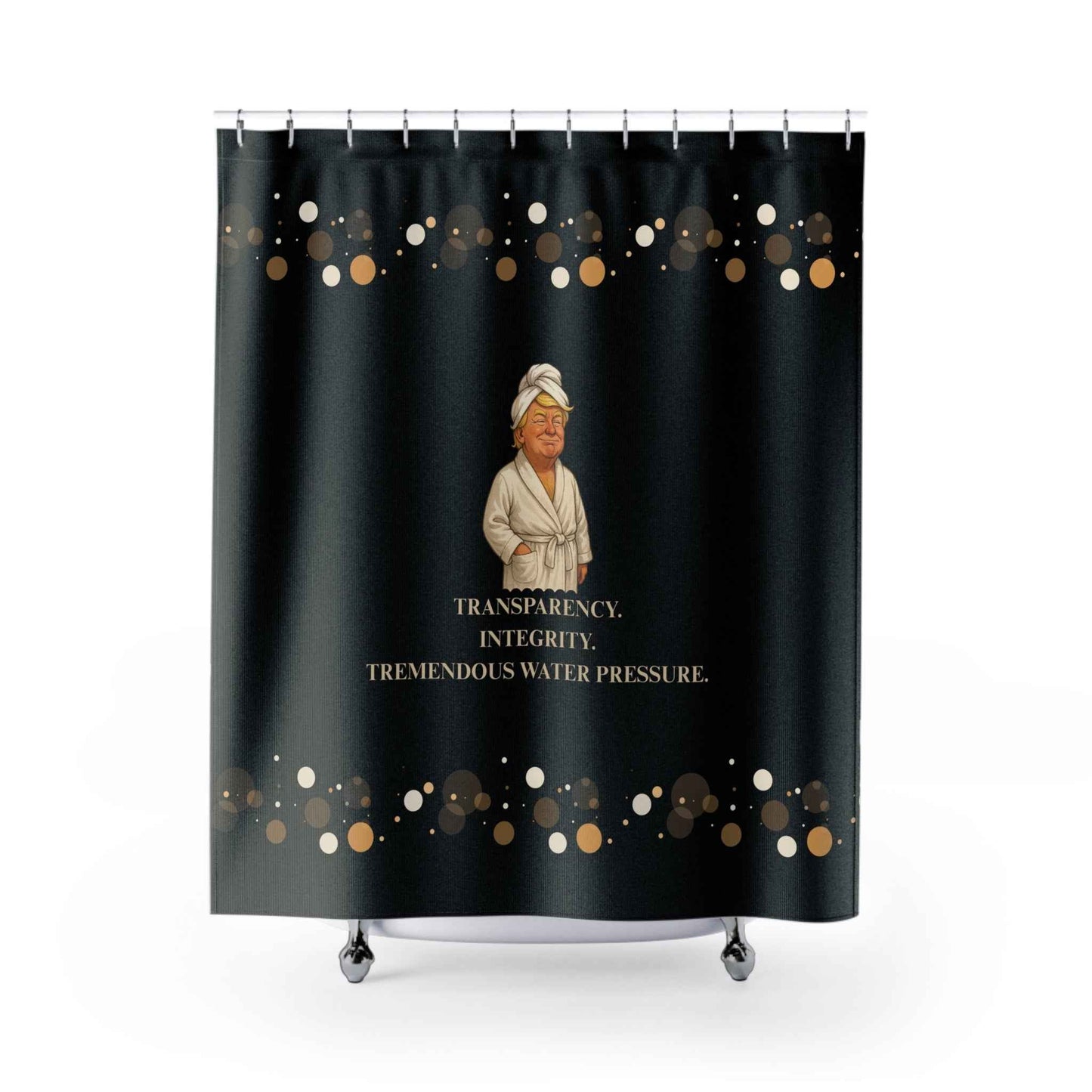 Presidential Parody Shower Curtain - Black & Gold Design