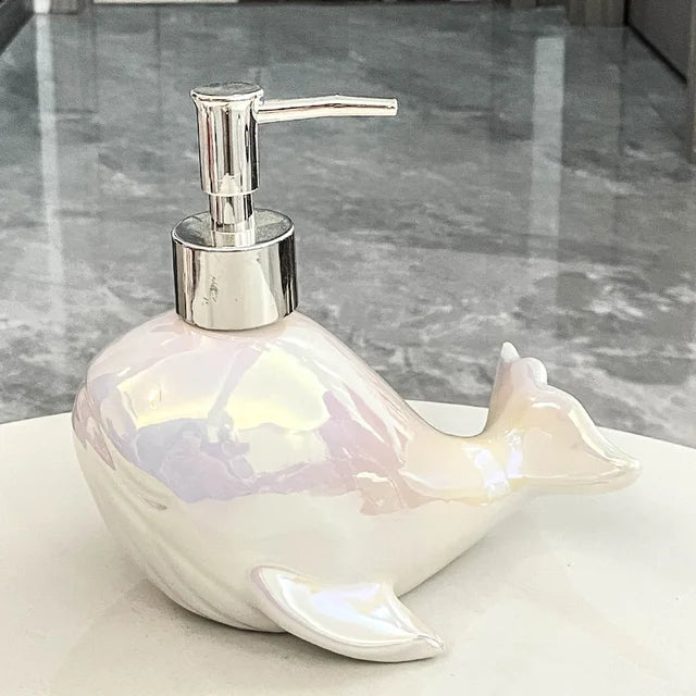 Creative Ceramic Whale Lotion Bottle Household Soap Bottle Shampoo Shower Gel Bottle Hand Sanitizer Bottles Bathroom Supplies - Korvel