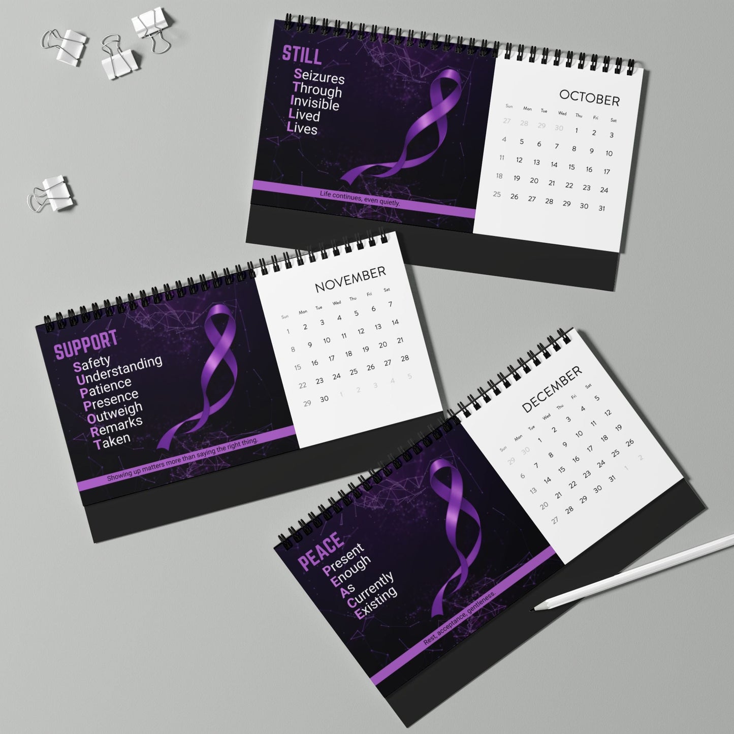 Ce que les lettres contiennent – Calendrier de bureau de sensibilisation à l'épilepsie 2026