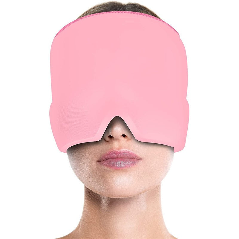 Cold compress head cover eye mask for headache relief, comfortable ice bag, ice pack, ice cap, physical therapy, soothing, retractable gel head mask - Korvel